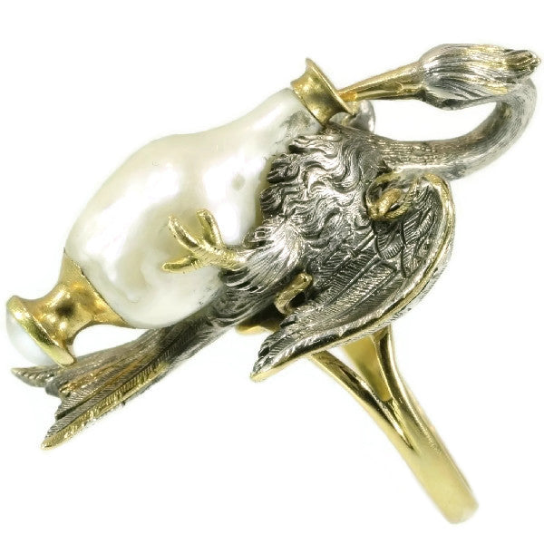 Antique French Victorian Ring Depicting Aesops Fable