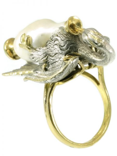 Antique French Victorian Ring Depicting Aesops Fable