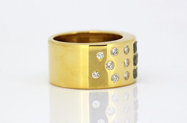 Vintage Cartier Diamond and Rough Black Diamond Set 18ct Yellow Gold Ring