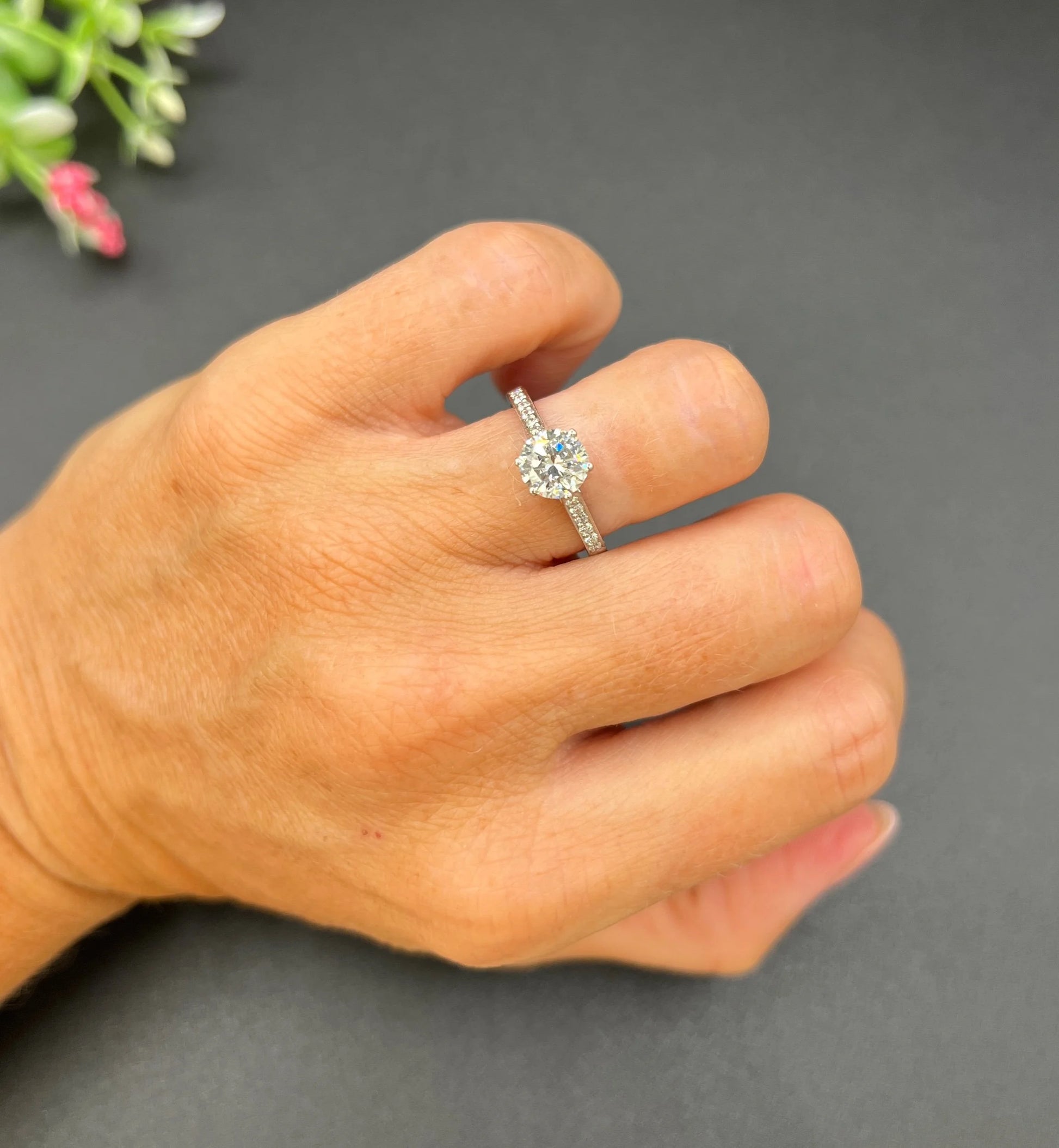 Antique 1.38 Carat Diamond Single Stone Set in New Platinum Mount