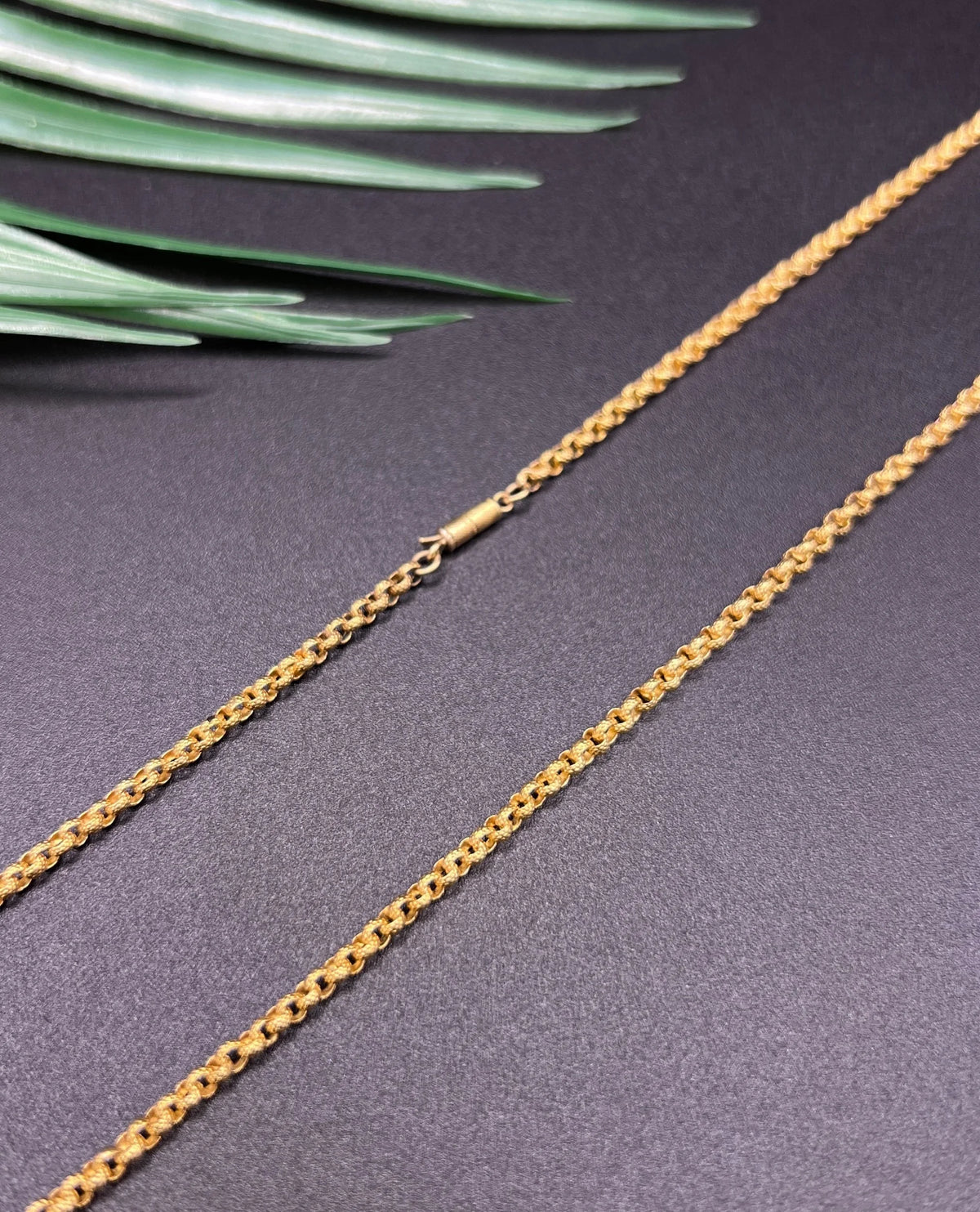 Georgian 18 Carat Gold Chain Textured Round Belcher Link Necklace, Circa 1825
