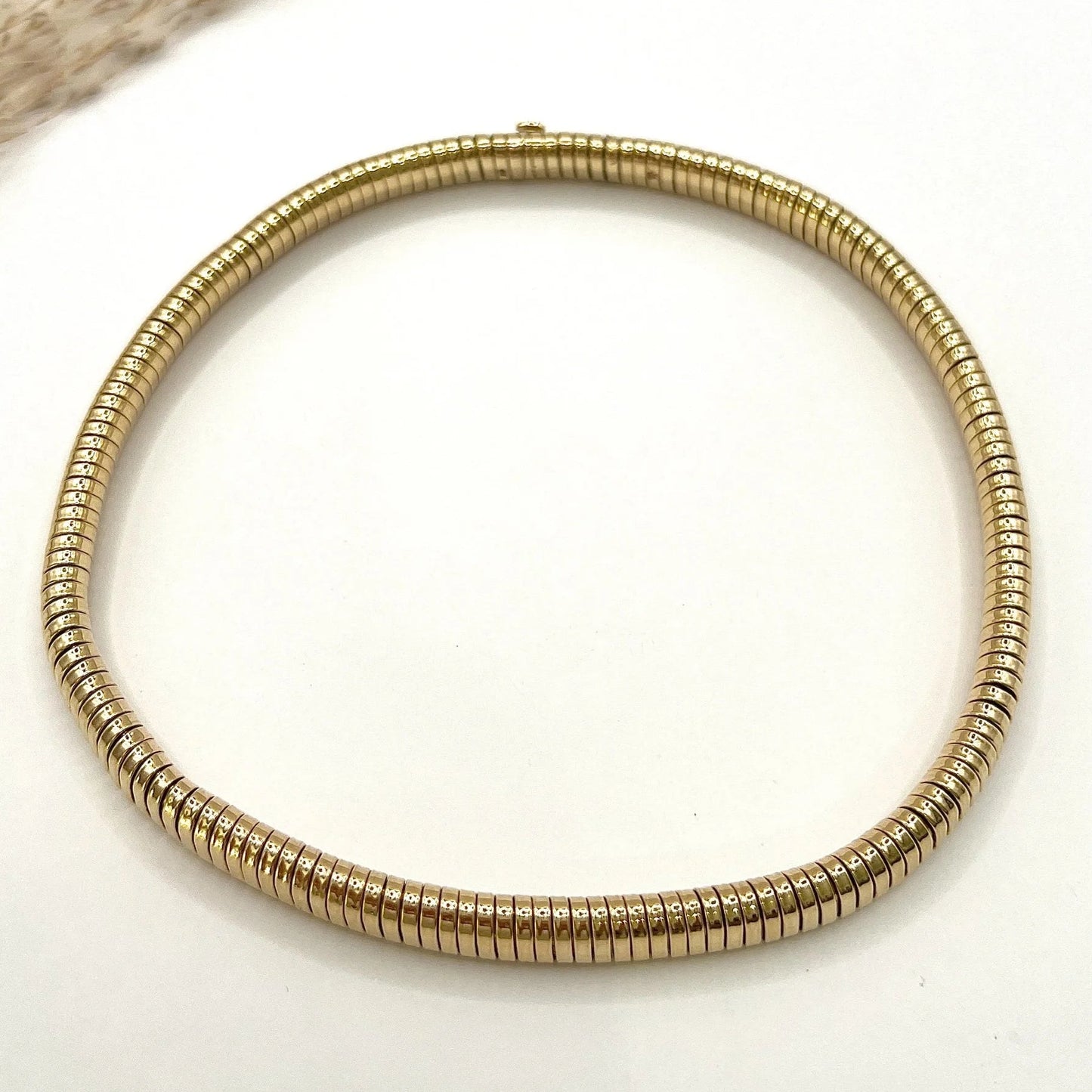 Vintage 9ct Yellow Gold Tubogas Collar Necklace, Hallmarked London 1947