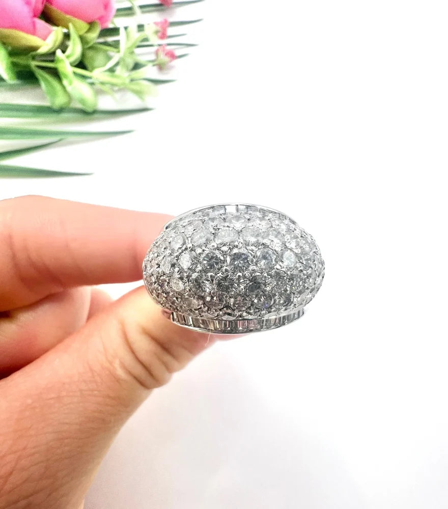 Vintage 6.5ct Diamond Dome Bombe Cocktail Ring