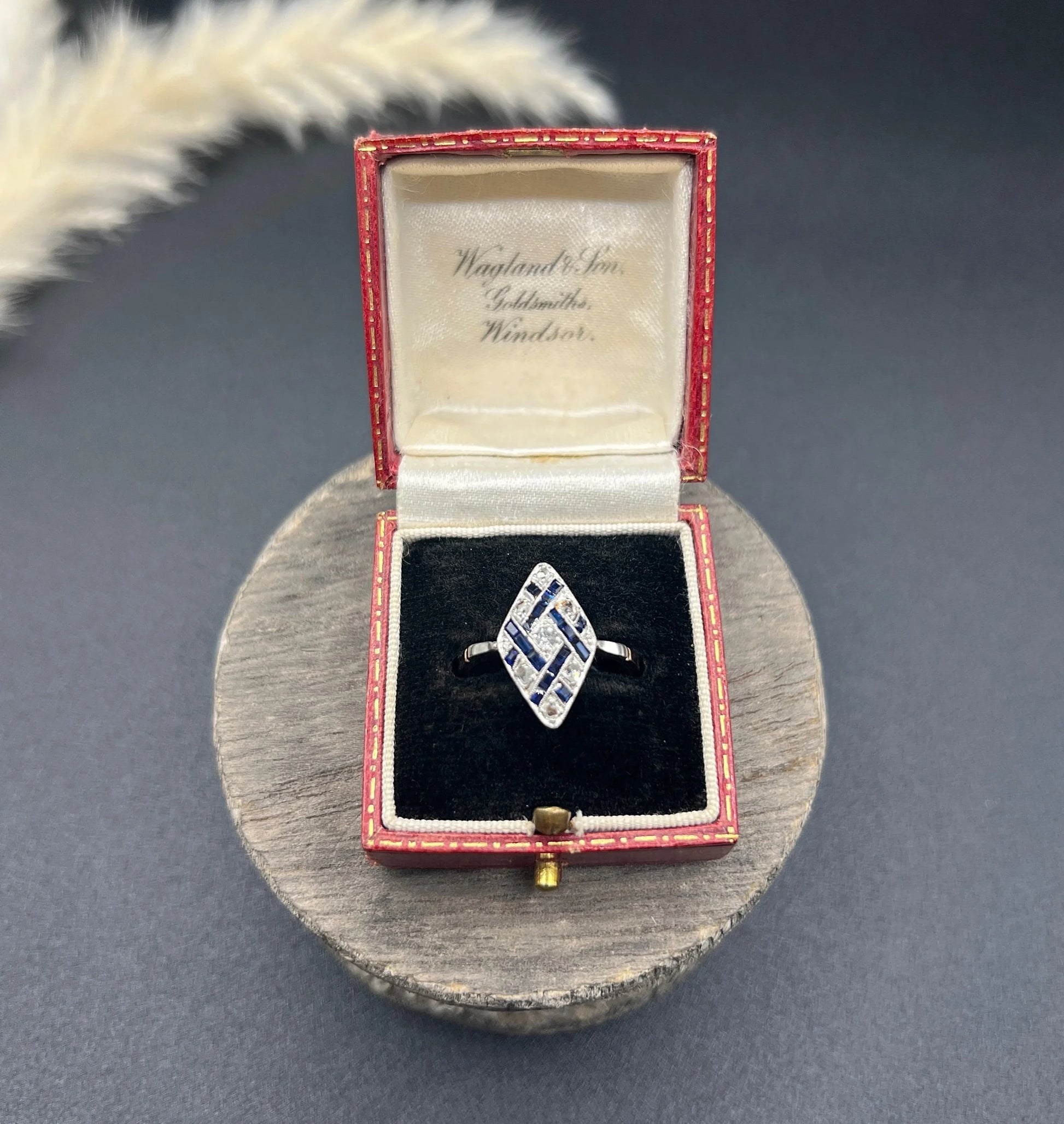 Antique 18 Carat Gold And Platinum Art Deco Sapphire And Diamond Marquise Ring