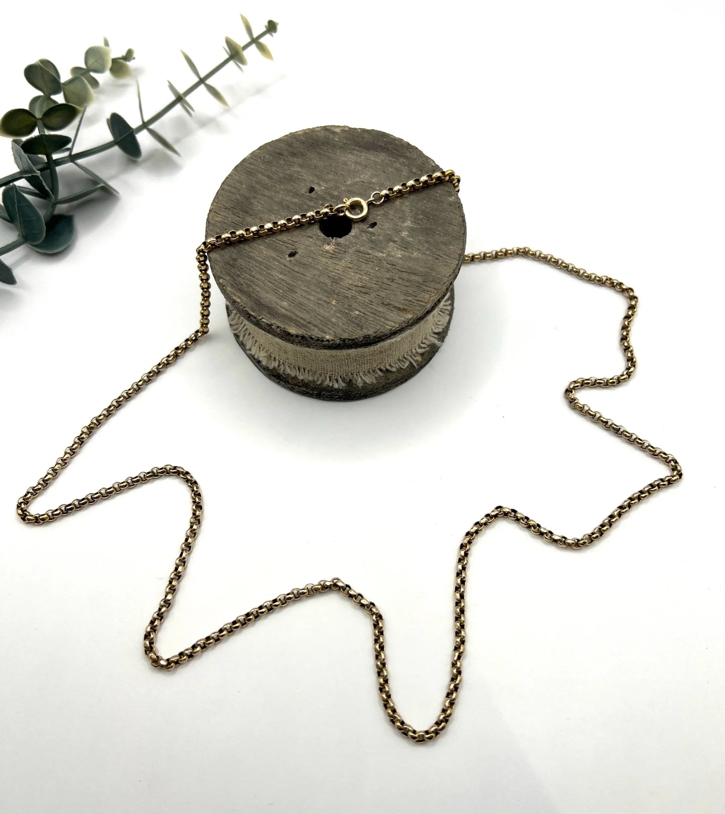 Antique 9 ct Yellow Gold Belcher Chain - Edwardian Faceted Link Necklace