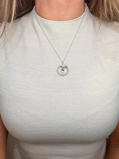 Antique 14 Carat Gold And Platinum 1920's Aquamarine, Pearl, And Diamond Pendant