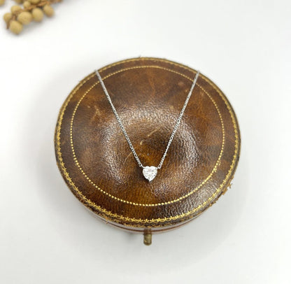 Diamond Heart Pendant Necklace On Platinum Link Chain