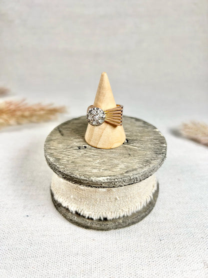 Vintage 18 Carat Rose Gold Diamond Bombé and Fan Cocktail Ring, Circa 1940