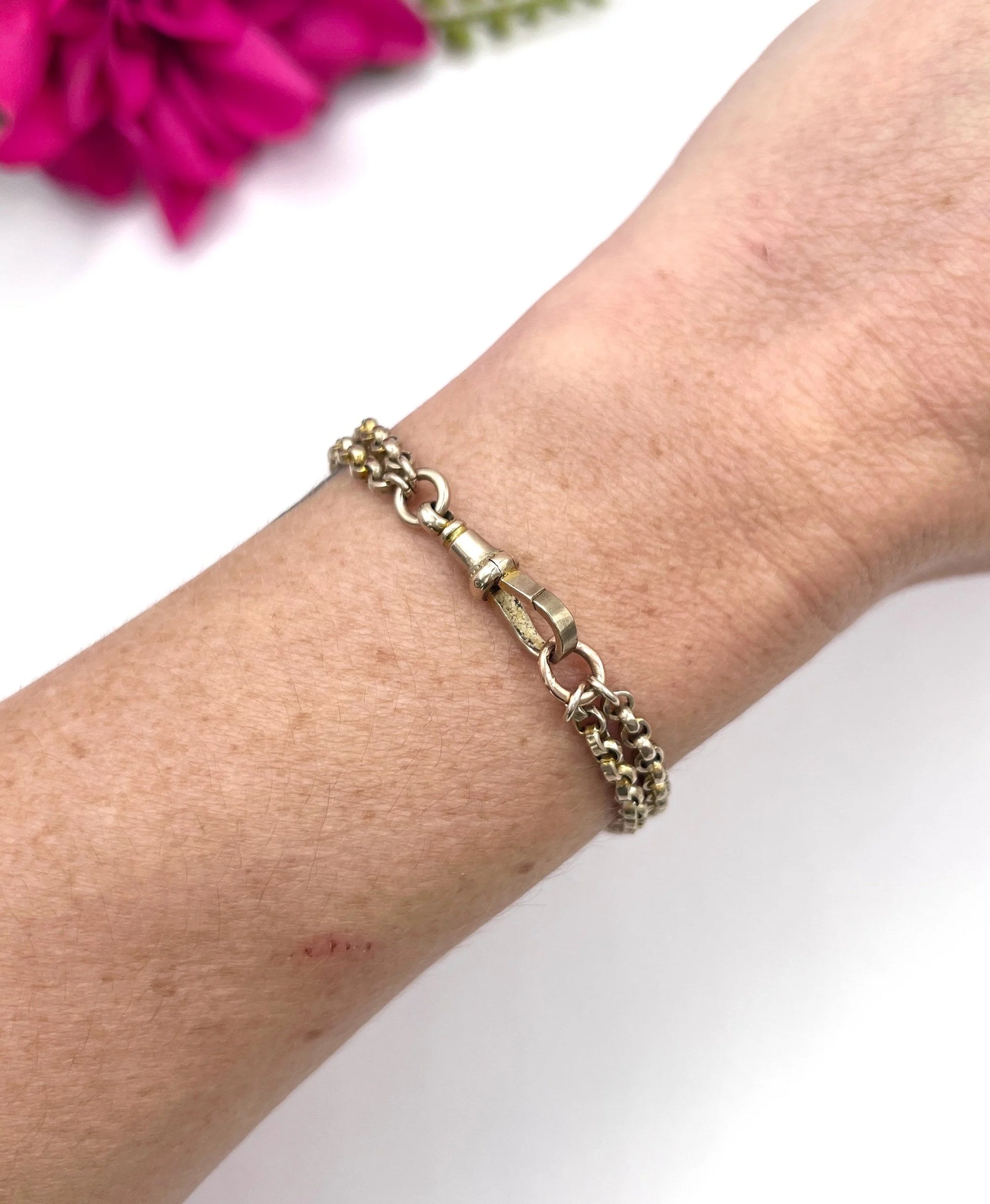 Antique 9 ct Gold, Victorian Belcher Link Orb Albertina Bracelet