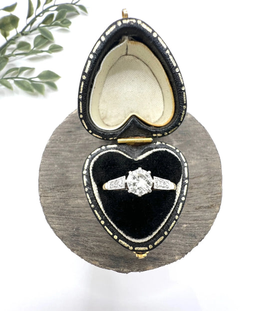 Vintage 18 Carat Yellow Gold and Platinum Diamond Engagement Ring, Circa 1940