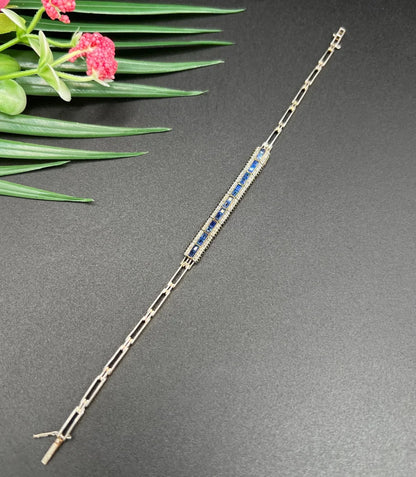 Edwardian Antique Sapphire and Rose Cut Diamond Bracelet