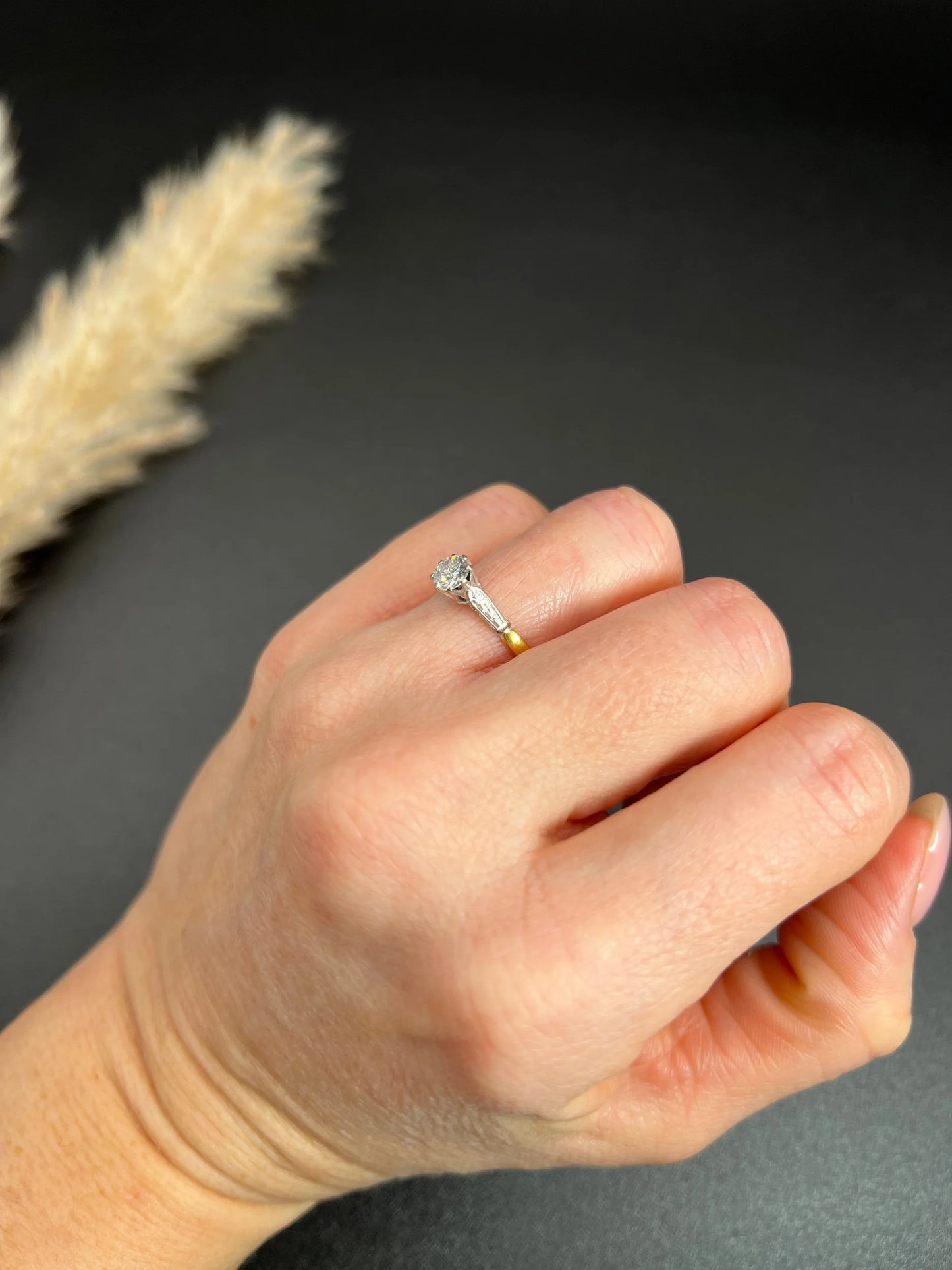 Antique 18 Carat Gold and Platinum Single Stone Diamond Engagement Ring, Circa 1920