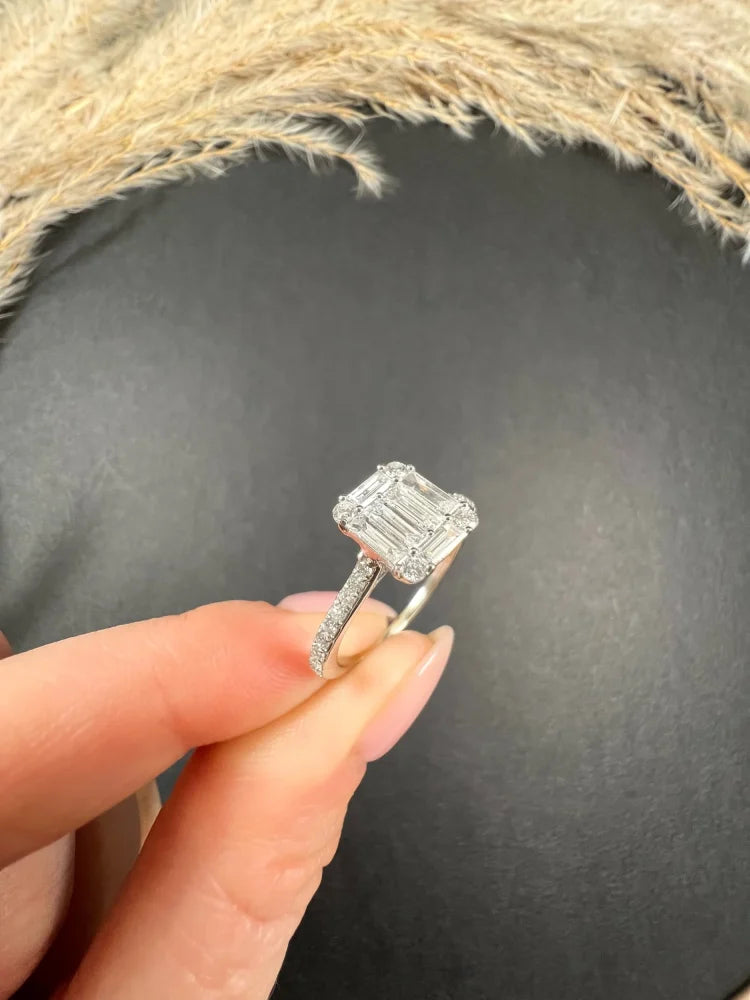 New Diamond Engagement Ring In 9 Carat White Gold