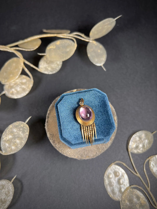 Antique 15ct Gold, Victorian Foil Backed Crystal Tassel Pendant