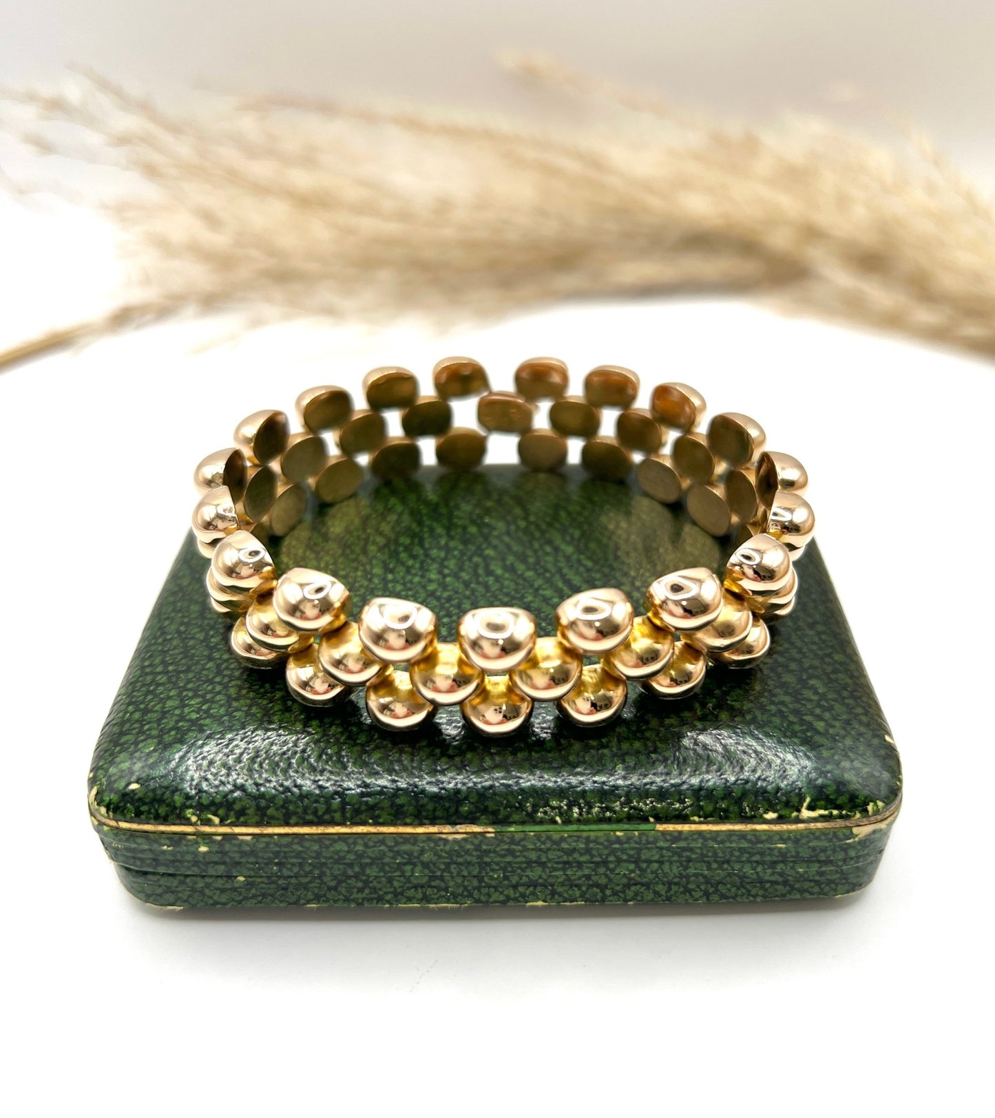 Vintage 18 Carat Yellow Gold Three Row Bubble Bracelet, Circa 1980
