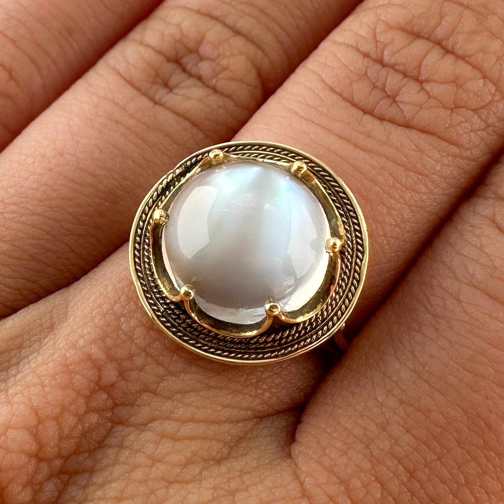 Victorian Antique Moonstone and 15ct Gold Cocktail Statement Ring