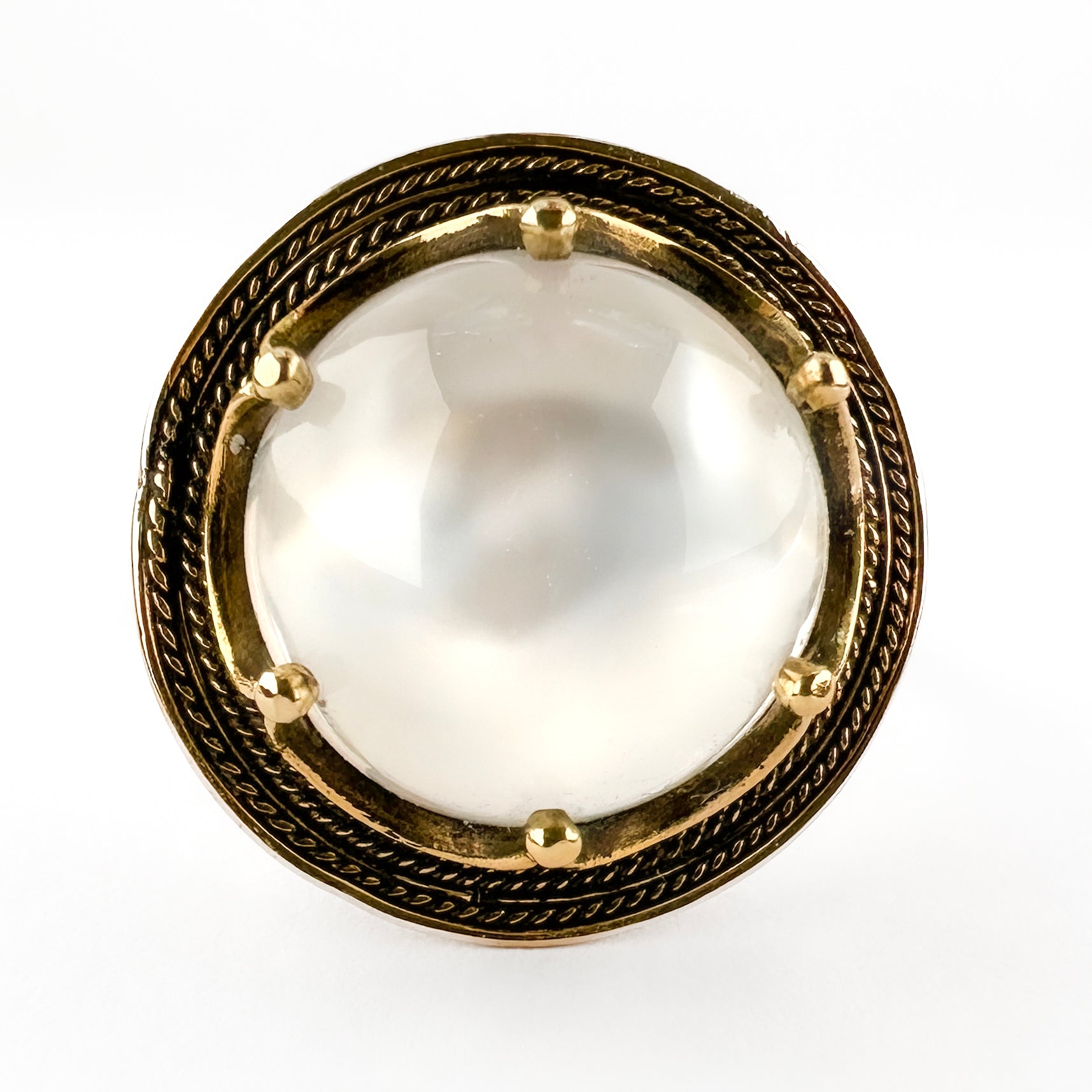 Victorian Antique Moonstone and 15ct Gold Cocktail Statement Ring