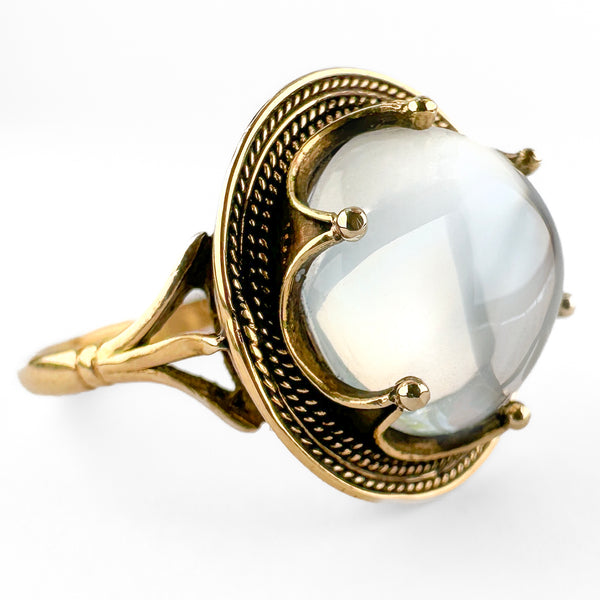 Victorian Antique Moonstone and 15ct Gold Cocktail Statement Ring
