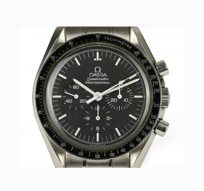 Omega Speedmaster Professional Moonwatch Chronograph Gentleman's Wrist Watch, 42mm, Manual Wind, NASA engraving to reverse, Omega stainless steel bracelet