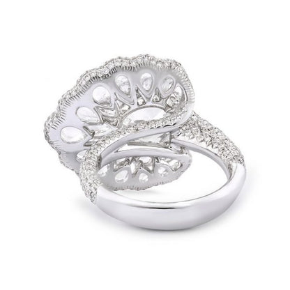 Rose Cut Diamond Cocktail Ring, 4.20 Carat Total, 18ct White Gold