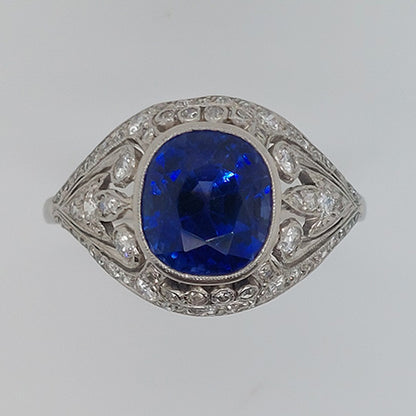 4.4ct Ceylon Sapphire and Diamond Domed Dress Ring by A Tillander