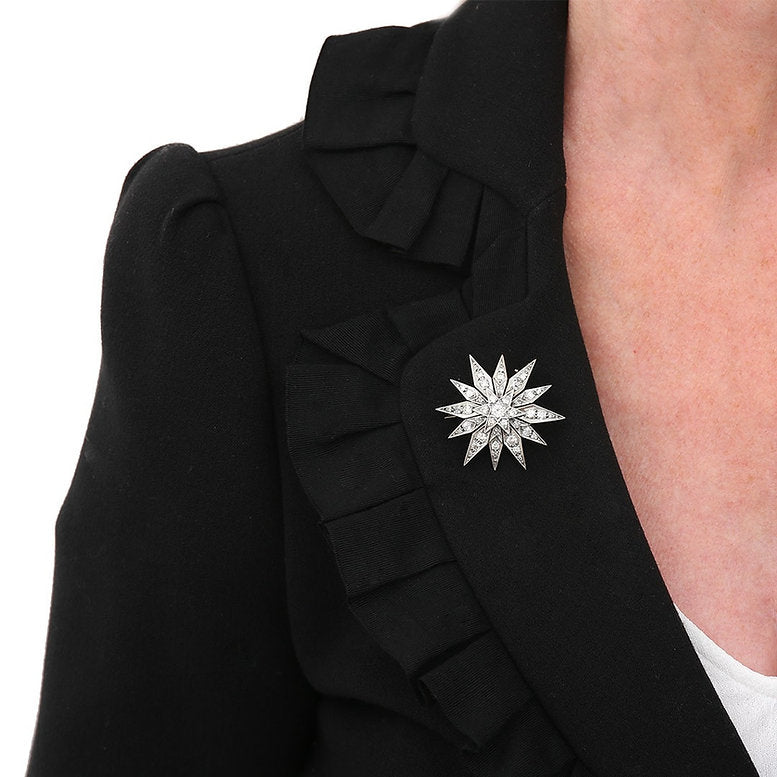 Vintage 2.3ct Diamond Star Brooch Pendant