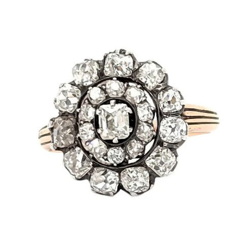 Georgian Antique Georgian Diamond Cluster Engagement Ring, 3.50 carat total