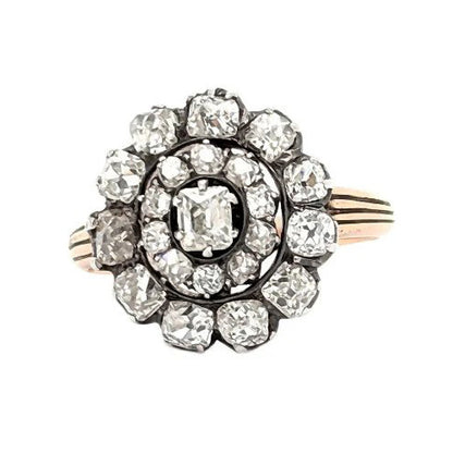 Georgian Antique Georgian Diamond Cluster Engagement Ring, 3.50 carat total