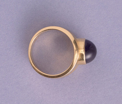 Georg Jensen Cabochon Cut Amethyst 18ct Yellow Gold Ring, Circa 1967