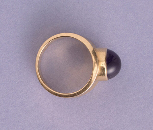 Georg Jensen Cabochon Cut Amethyst 18ct Yellow Gold Ring, Circa 1967