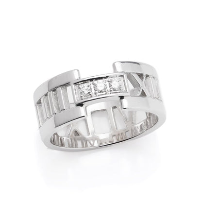 Tiffany and Co 18ct White Gold Atlas Band Ring with Diamonds