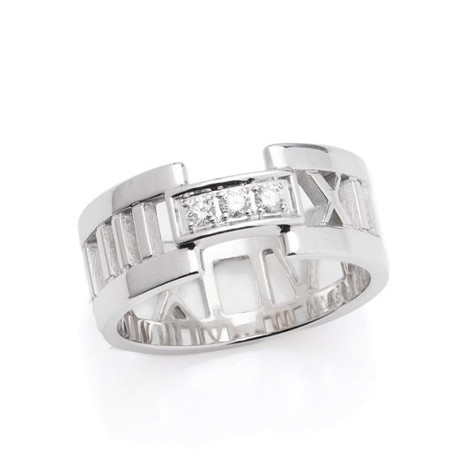 Tiffany and Co 18ct White Gold Atlas Band Ring with Diamonds
