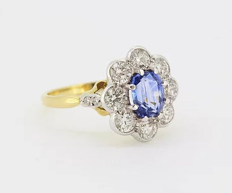 Sapphire and Diamond Floral Cluster Ring, 1.60cts, 18ct Yellow Gold