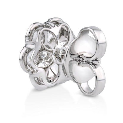 Rose Cut Diamond Floral Cluster Stud Earrings, 2.97cts, 18ct White Gold