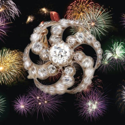 Antique Edwardian 2.60ct Old Cut Diamond Catherine Wheel Brooch Pendant; central 1.20ct old cut diamond surrounded by six graduated diamond-set spokes, in silver and gold