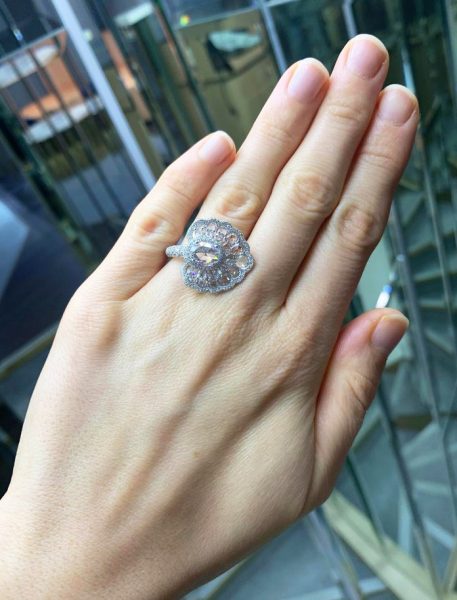 Rose Cut Diamond Cocktail Ring, 4.20 Carat Total, 18ct White Gold