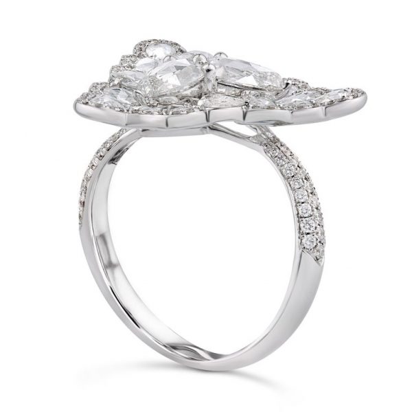 Pear-Shaped Rose-Cut Diamond Dress Ring, 2.31ct Total, 18ct White Gold