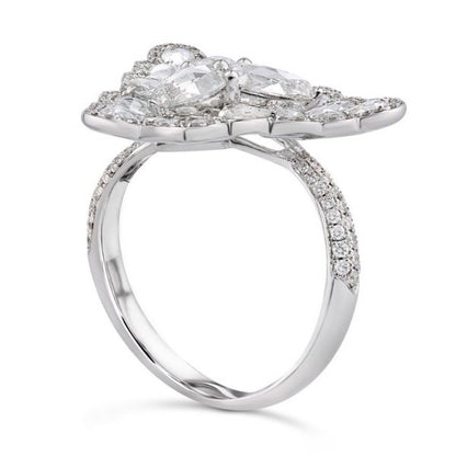 Pear-Shaped Rose-Cut Diamond Dress Ring, 2.31ct Total, 18ct White Gold