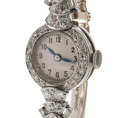 Art Deco Diamond Platinum Cocktail Watch, 3.20 carats