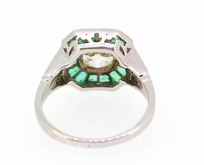 Emerald and Diamond Target Ring, 1.41 carats, 18ct White Gold