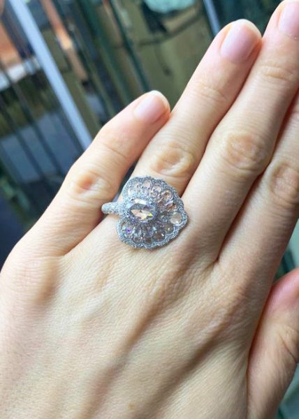 Rose Cut Diamond Cocktail Ring, 4.20 Carat Total, 18ct White Gold