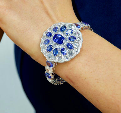 Tanzanite and Diamond Cuff Bracelet, 43.27 carat total, 18ct White Gold