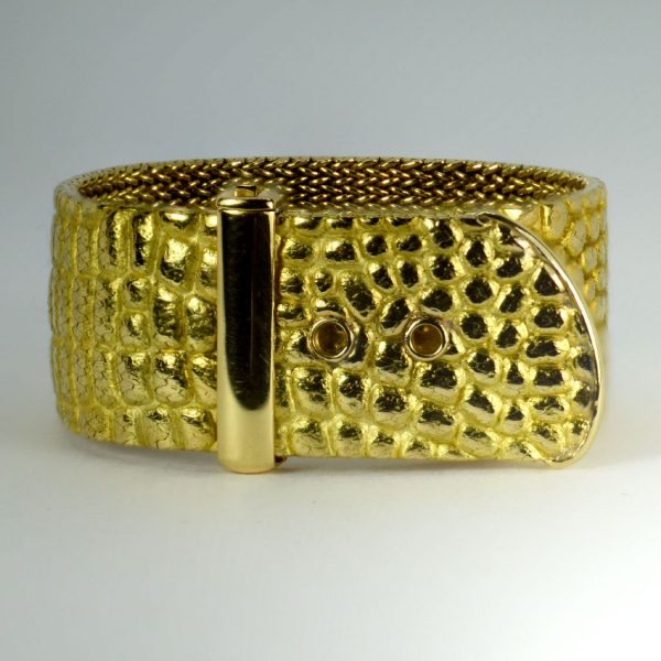 Tiffany and Co 18ct Yellow Gold Crocodile Buckle Bracelet by Angela Cummings