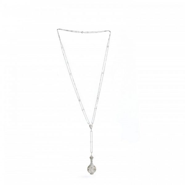 Belle Epoque Diamond and Platinum Lorgnettes Pendant Necklace