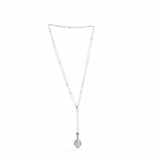 Belle Epoque Diamond and Platinum Lorgnettes Pendant Necklace