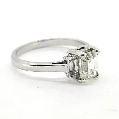 1.03ct Emerald Cut Diamond Ring with Baguette Shoulders
