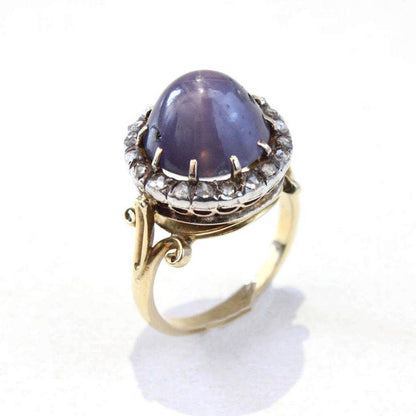 Antique Victorian Purple Star Sapphire Cluster Ring