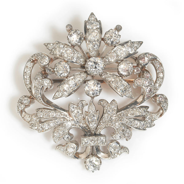 Antique Victorian 4ct Old Cut Diamond Flower Brooch come pendant