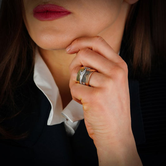 Georg Jensen Fusion 18ct Gold Four Piece Ring with Diamonds