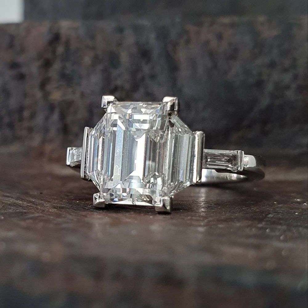 Certified 2.47ct Baguette Cut Diamond Ring in Platinum